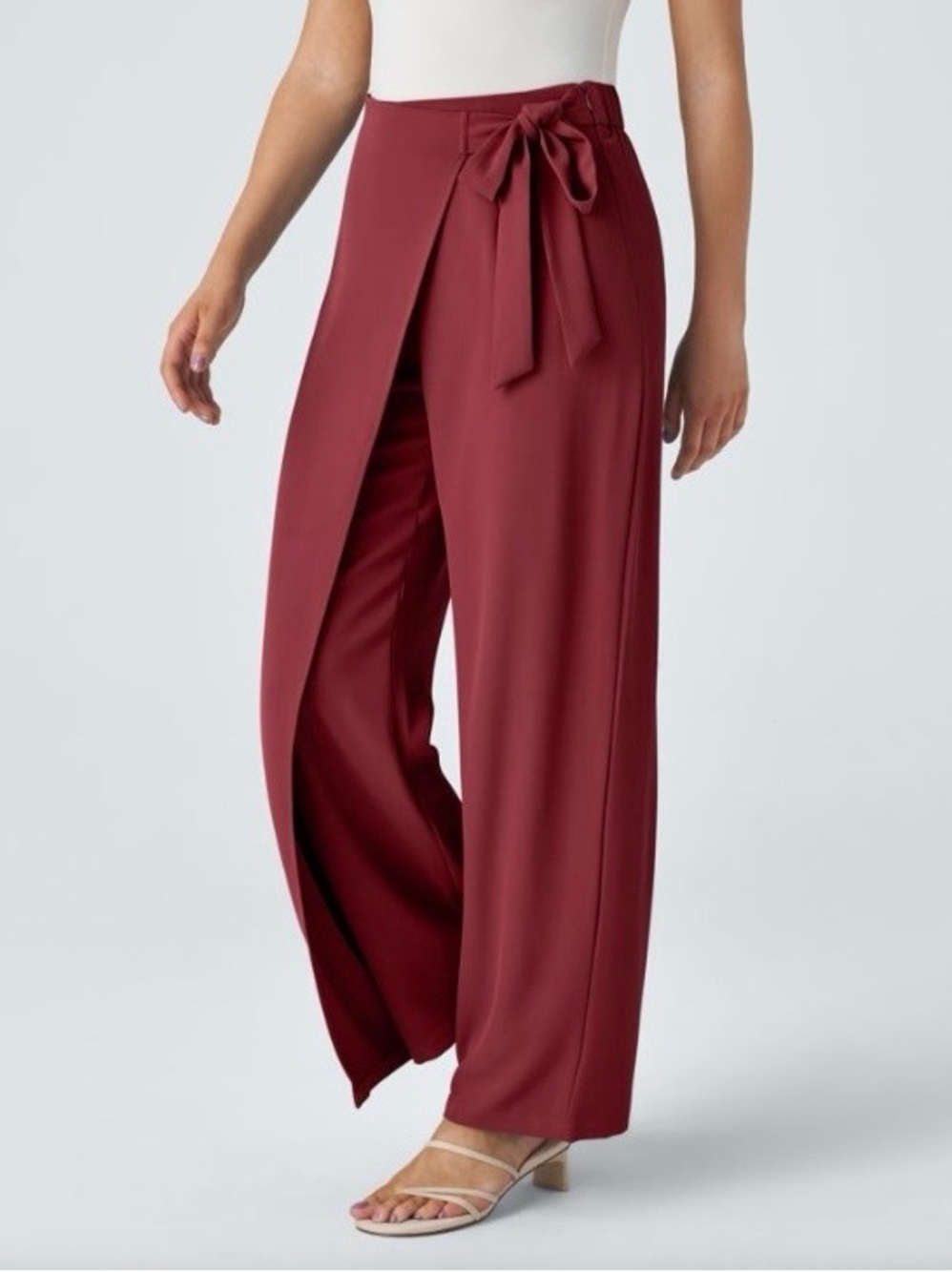HALARA Flex High-Waisted Tie side Wrap-Front Wide Leg Work Pants